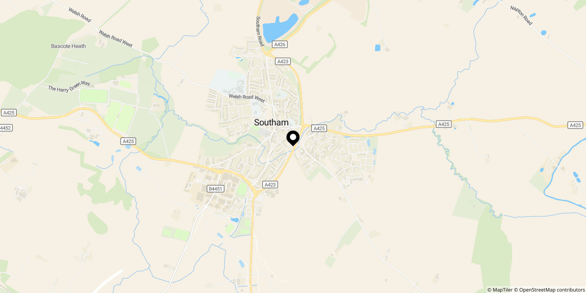Approximate location of Priors Meadow, Southam, CV47 1GE